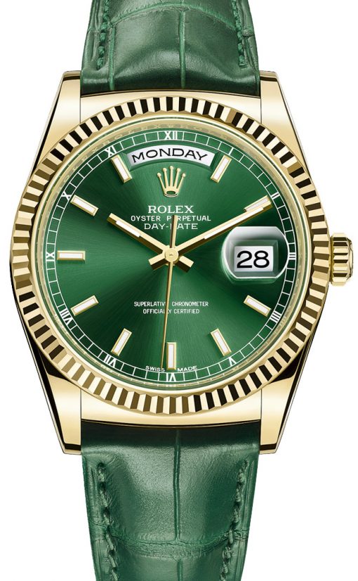 Réplica de Relógio Rolex Day Date Gold Green Edition