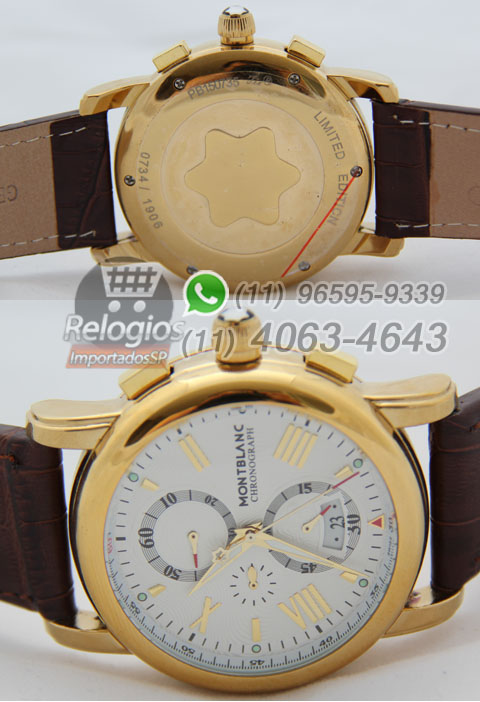 Réplica de Relógio Montblanc Chronograph New Dourado White-2515