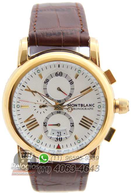 Réplica de Relógio Montblanc Chronograph New Dourado White-0