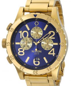 Réplica de Relógio Nixon 48-20 Chrono Dourado Azul Sunray-0