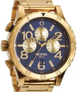 Réplica de Relógio Nixon 48-20 Chrono Dourado Azul Sunray-2464