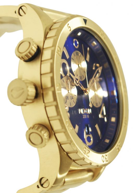 Réplica de Relógio Nixon 48-20 Chrono Dourado Azul Sunray-2466