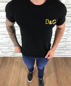Camiseta Dolce & Gabbana Preto Logo Dourada-0