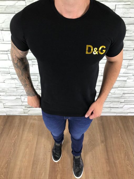 Camiseta Dolce & Gabbana Preto Logo Dourada-0