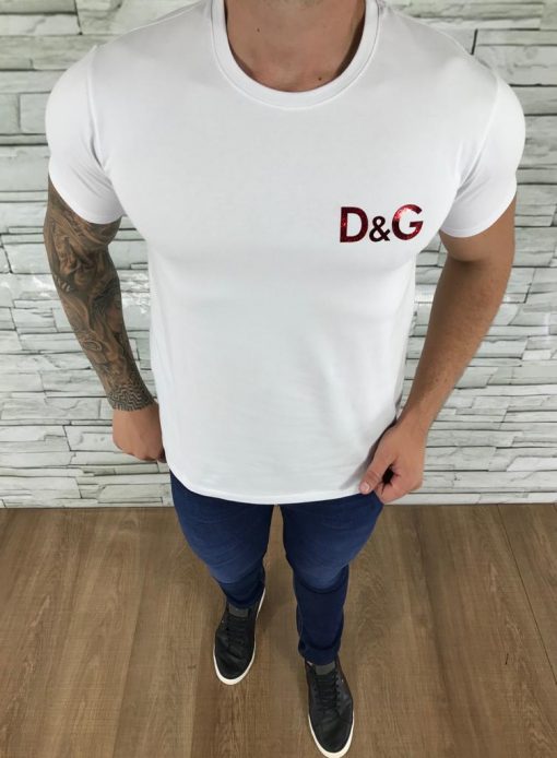 Camiseta Dolce & Gabbana Branco Logo Vermelho-0