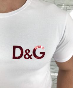 Camiseta Dolce & Gabbana Branco Logo Vermelho-4756