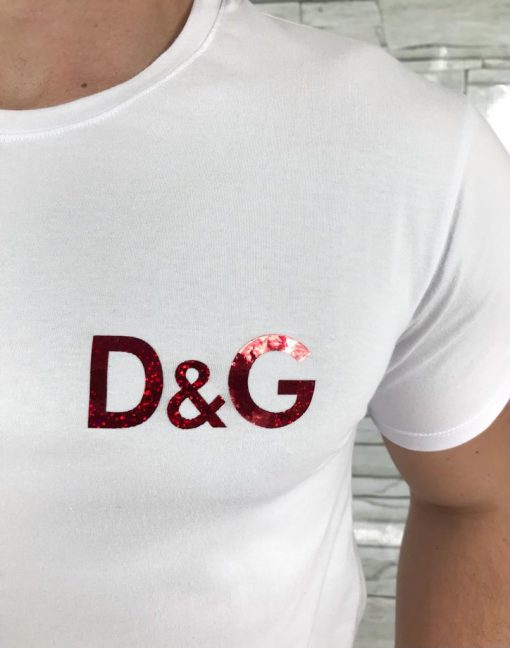 Camiseta Dolce & Gabbana Branco Logo Vermelho-4756