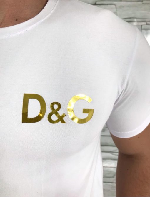 Camiseta Dolce & Gabbana Branco Logo Dourada-4767