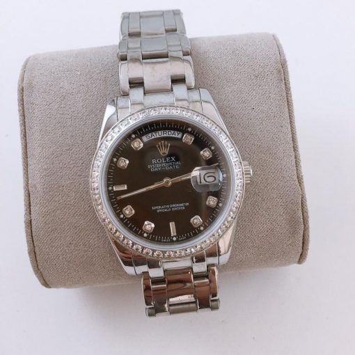 Réplica de Relógio Rolex Day Date com pedras - Aço 2